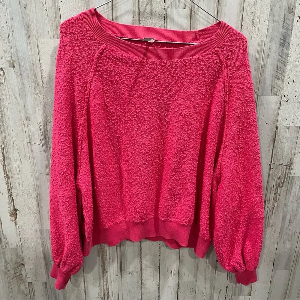 Free People Found My Friend Popcorn Sweater In Rock Candy Pink Womens Medium